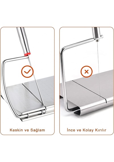 Paslanmaz Çelik Peynir Kesme Standı 22x12 Cm - Hassas Ölçekli Bıçaklı Peynir Dilimleyici, Tereyağı, Sebze, Meyve Ve Şarküteri Kesim Tahtası, Kaymaz Silikon Tabanlı
