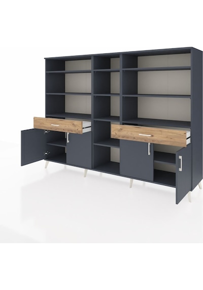 Hyperion Dolap 12 Raflı 2 Çekmeceli 4 Kapaklı 220x44x163 Antrasit Antrasit-antrasit/çam Hyperion Dolap 12 Raflı 2 Çekmeceli 4 Kapaklı 220x44x163 Antrasit Antrasit-antrasit/çam