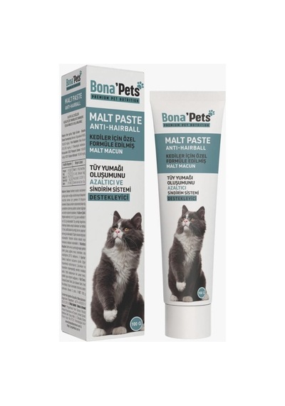 Bona Pets Kediler Için Tüy Yumağı Oluşumunu Azaltıcı Sindirim Sistemi Destekleyici Malt Paste 100mg