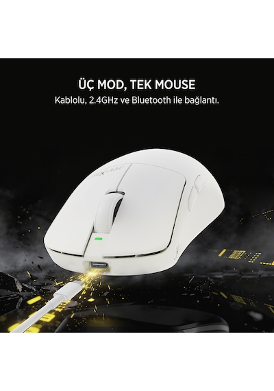 James Donkey Jdm11 Paw3311 12.000dpı Triple Mode Kablolu/bluetooth/2.4g Beyaz Gaming Mouse