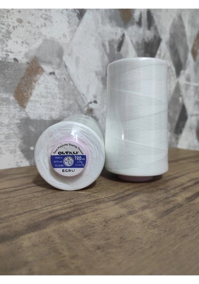%100 Polyester 120 Numara Dikiş Ipliği 5000 Mt Ekru 1 Adet