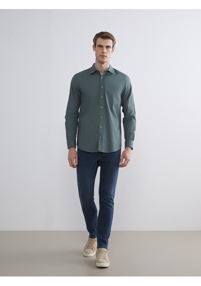 Lcwaıkıkı Classic Yeşil Regular Fit Uzun Kollu Oxford Erkek Gömlek