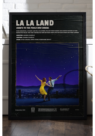 La La Land Siyah Ahşap Çerçeveli Poster, Dekoratif Film Duvar Tablosu