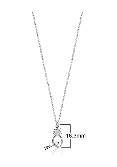 Zirkon Taşlı Ananas Desenli Gümüş Kaplamalı Gümüş Kolye Gold - Rose Gold - Gümüş