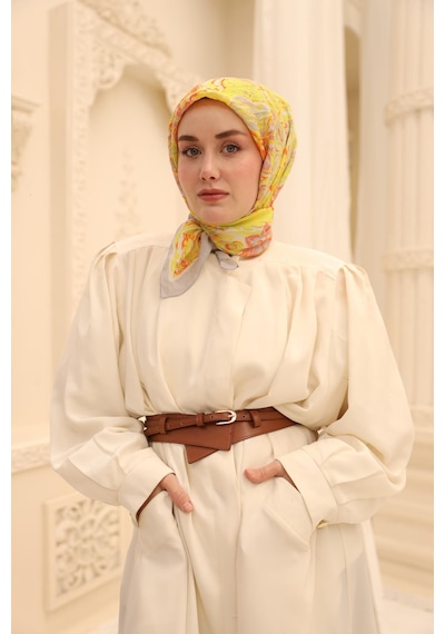 Silk Home Olinda İpek Eşarp 47002-22 Gümüş, Turuncu, Fosfor Yeşili, Sarı, Pudra Vizon
