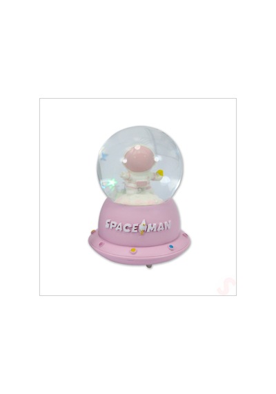 Uçuşan Yıldızlı,7,5cm X 4,5cm Led Işıklı Astronot Küre - Pembe