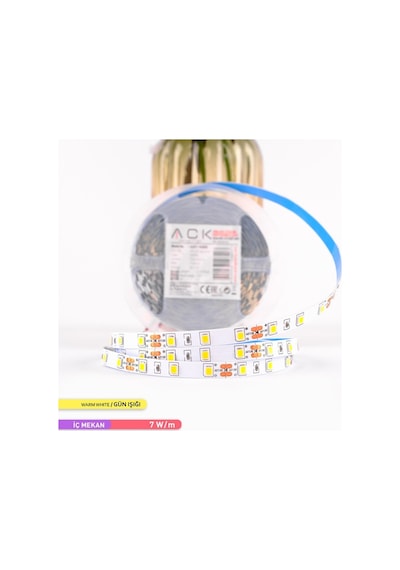 ACK Şerit LED 60 Led'li 3000K Günışığı 7W 5 Metre AS01-00800