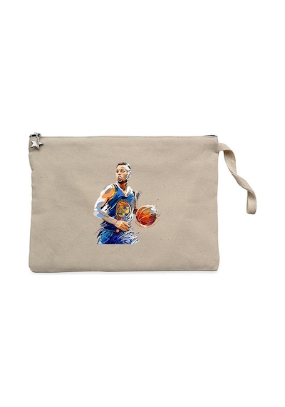 Stephen Curry Blue Silhouette Krem Clutch Cüzdan / El Çantası Krem
