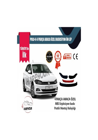 Volkswagen Polo 6 Aksesuar Kırmızı 4 Parça Tampon Ek Ön Lip