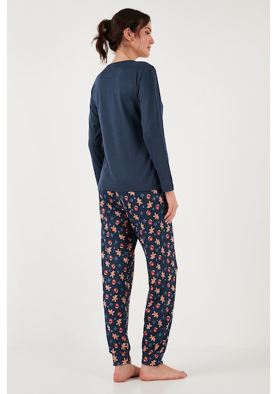 Lela Streç Regular Fit Beli Lastikli Bisiklet Yaka Bayan Pijama Takımı 65714101 Lacivert Lela Streç Regular Fit Beli Lastikli Bisiklet Yaka Bayan Pijama Takımı 65714101 Lacivert