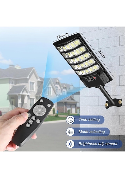 Solar Zemin Lambası Dış Mekan Projektör Led Duvar Lambası Ip67 Su Geçirmez Güçlü Güneş Spot Uzaktan Kumandalı Duvar Lambası Ayarlanabilir Parlaklık Bahçe Avlu Sokak Garajı Beyaz Işık, 1 Adet