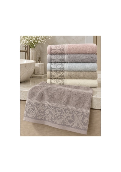 Sarmaşık Desenli Renkli Havlu 50x90 Cm 6 Lı Set %100 Pamuk - Çok Renkli