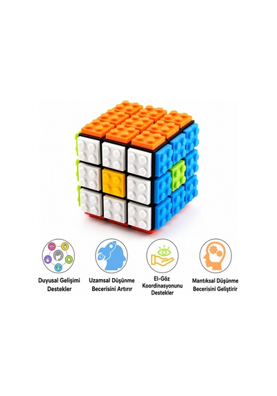 Blok Uyumlu Rubik Zeka Küpü Tak Çıkar Bloklu Eğitici Oyuncak Sihirli Küp 3+ Yaş