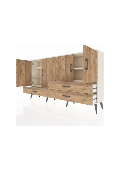 Arges Konsol 5 Raflı 3 Çekmeceli 4 Kapaklı 176x30x99 Aytaşı-çam Aytaşı-çam