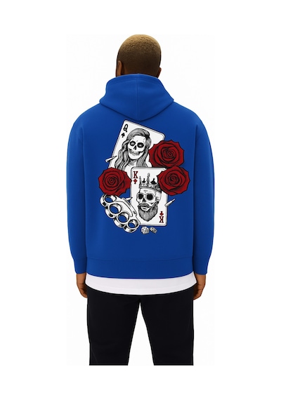Benroma 3 İplik Penye Baskılı Over Size Unisex Sweat Saks Mavisi