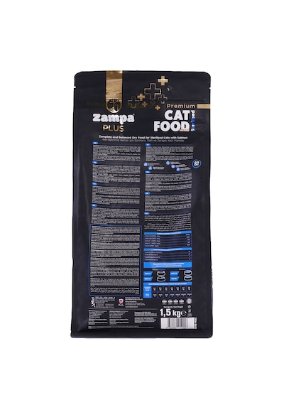 Zampa Plus Premium Kısırlaştırılmış Somon Etli Yetişkin Kediler İçin Kuru Mama 1500 G