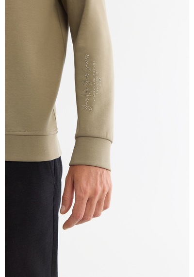 Avva Erkek Vizon Bisiklet Yaka Pamuklu Baskılı Elastan Regular Fit Sweatshirt A42y1206