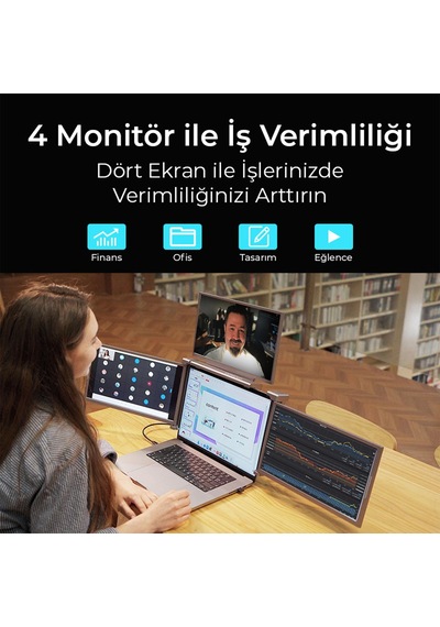 NPO NPM680 14" FHD 1080p IPS Type-C Taşınabilir Dizüstü 3lü Monitör Çoklayıcı Notebook Monitör