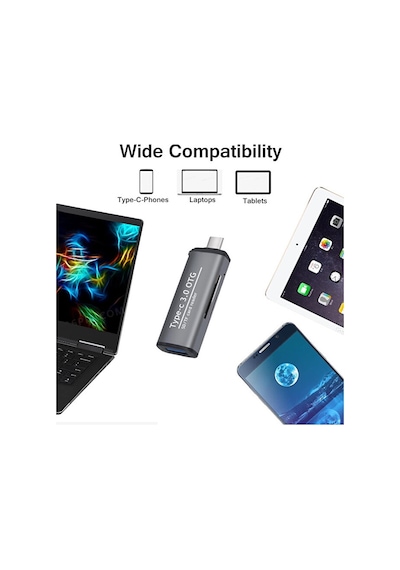 Type-c To Usb 3.0 Tf Sd Kart Okuyucu Usb Type-c Otg Adaptör Çevir