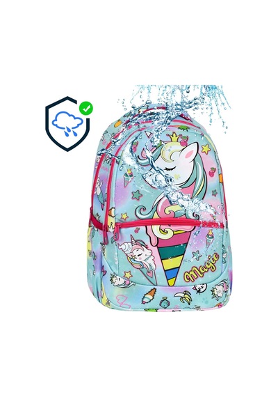 Yeşil Magic Unicorn Figürlü Kız İlkokul Sırt Çantası + Beslenme Çantası 2305 Açık Mor