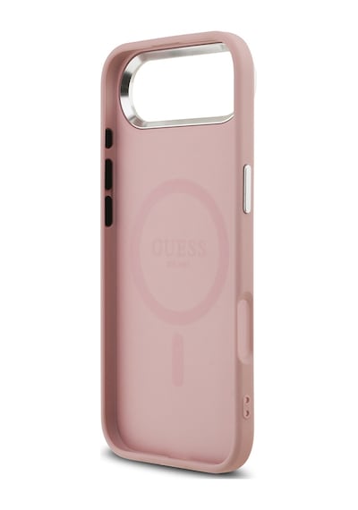 Apple Uyumlu iPhone 17 Air Kılıf Guess Lisanslı M-safeli Metal Kamera Çerçeveli Üçgen Logolu Glitter Pembe Pembe