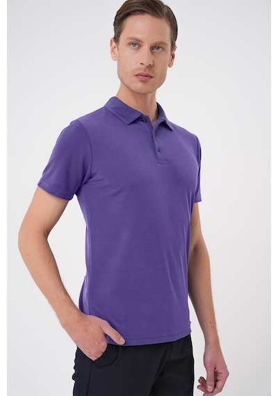 Efor Slim Fit Düğmeli Polo Yaka Pamuklu Mor Tişört Ts 879 Mor