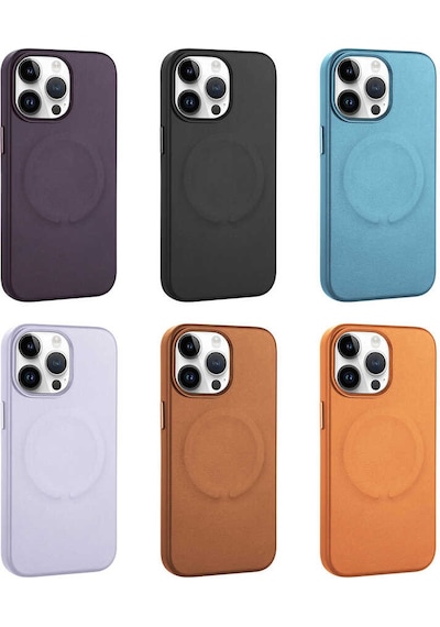 Apple Uyumlu iPhone 14 Pro Max Kılıf Pu Deri M-safe Wireless Şarj Özellikli Zore Derix Kapak Siyah