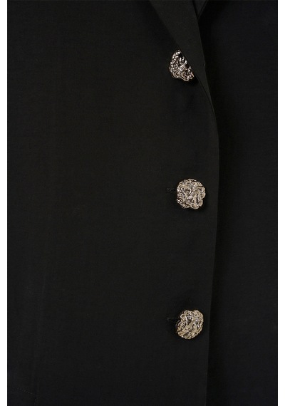Bigdart Kadın Kruvaze Yaka Oversize Ceket 0747 - Siyah