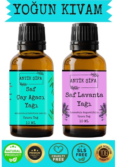 Çay Ağacı Yağı Ve Lavanta Yağı 10ml 10ml -%100 Saf Uçucu Yağlar 20 ML