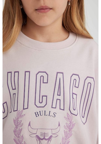 DeFacto Kız Çocuk NBA Chicago Bulls Oversize Geniş Kalıp Bisiklet Yaka Sweatshirt C0802A824SPPN424 Pembe