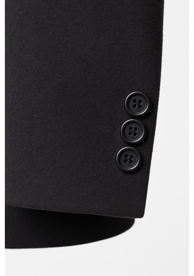 Plus Scorpion Erkek Uzun Kaşe Kaban İtalyan Kesim Slim Fit Şık Model Siyah