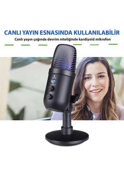 Profesyonel Kardioid Rgb Oyuncu Stüdyo Kayıt Kablolu Podcast Mikr