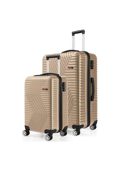 G&d Polo Suitcase Abs Kabin Ve Büyük Boy Gold 2'li Valiz Seti 600.06-set-bk Altın