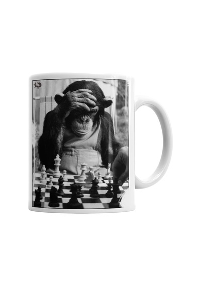 Monkey Chess Maymun Santranç Kupa Bardak Porselen Karışık