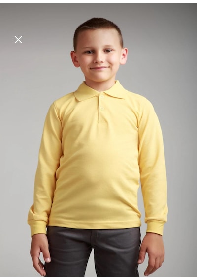 Dıgıl Kids Çocuk Polo Yaka Okul Tişörtü Uzun Kol Sarı
