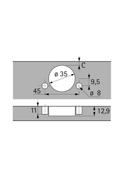 Sensys 110 Menteşe Entegre Frenli Sensys 8645i - Nikelajlı, Önde Duran Kapak, 110 Açılma Açısı, 45x9,5mm Tb Delik Şeması, Presleyerek Sabitleme 10 Adet Diğer
