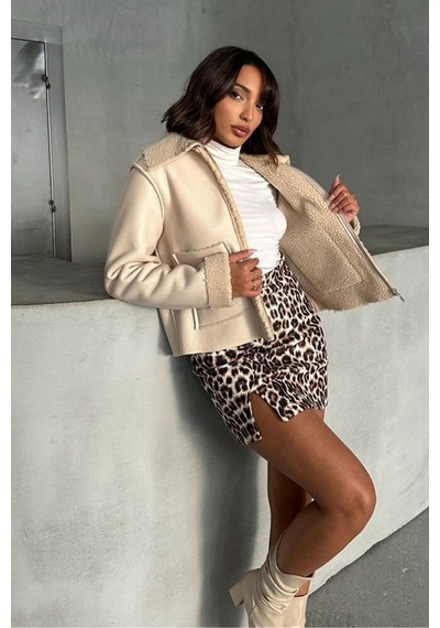 Verymoda Lamine Deri Fermuarlı F1511 Açık Taş