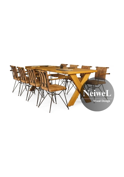 Neiwel Odes Doğal Ahşap Toplantı Masası x 80 x 200 Açık Ceviz