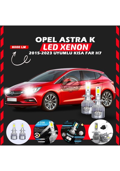 Opel Astra K 2015-2023 Kısa Far Uyumlu Şimşek Etkilii Led Xenon Performance Series H7