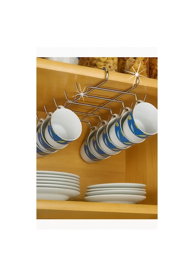 Krom Metal 10 Kancalı Fincan Kupa Bardak Askısı Dolap İçi Kancalı Fincan Askılığı Metal 28 X 13 Gri Diğer