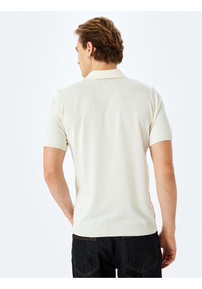 Koton Slim Fit Polo Yaka Kısa Kollu Triko Kazak Ekru 5sam70001ht Ekru