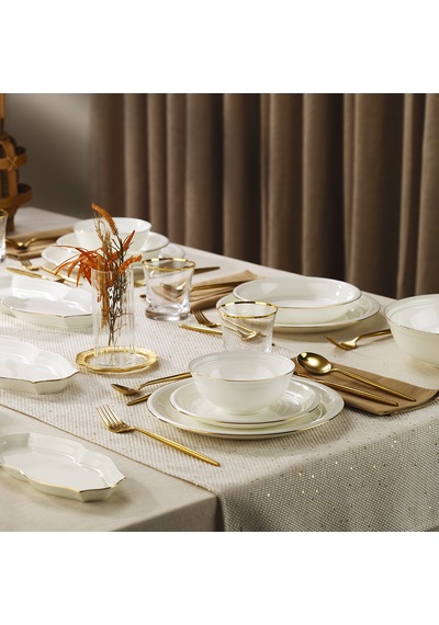 Evaliza Sapphire Gold 32 Parça 6 Kişilik Yemek Takımı Renkli