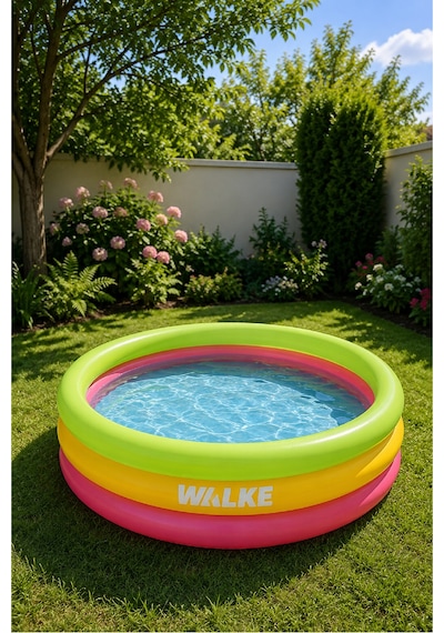 Walke Splash 3 Boğumlu Şişme Çocuk Havuzu 102x25 Cm Bahçe Ve Balkon Havuzu 14102 Çok Renkli