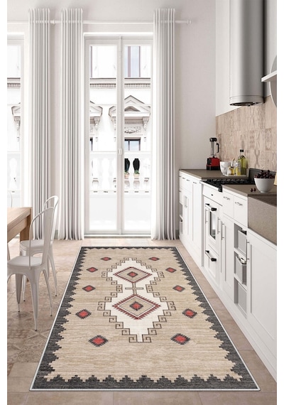 West Home Dijital Baskı Yıkanabilir Kaymaz Taban Leke Tutmaz Mutfak Halısı Salon Halısı Ve Yolluk Wh 557 Beige