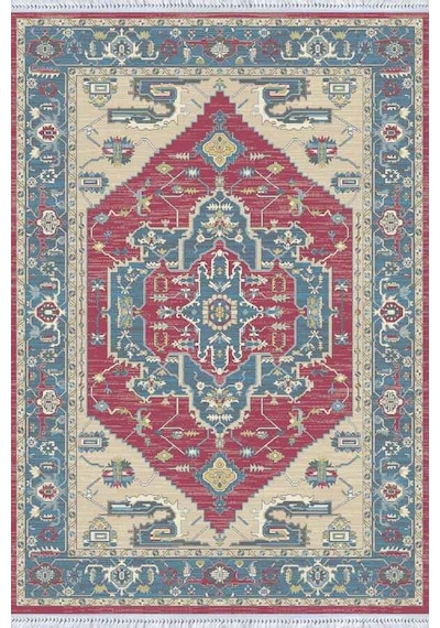 Pembe Klasik Göbekli Dokuma Pamuk Taban Kaymaz Kilim Klm273n11