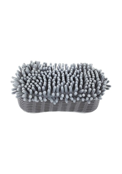 Trobus Oto Yıkama Kurulama Süngeri Çift Taraflı Mikrofiber Şönil Tüylü 23x12x6 Cm Gri