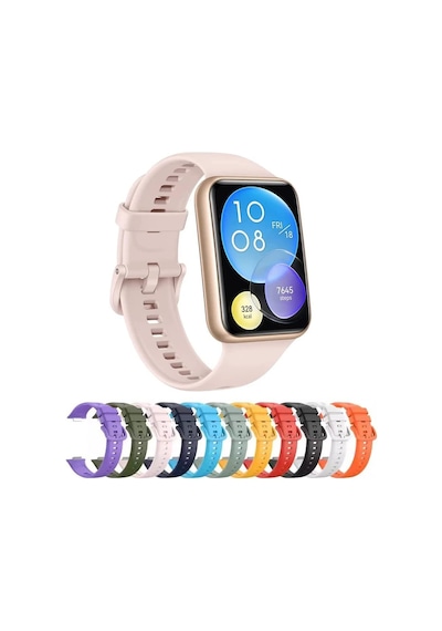 Huawei Watch Fit 2 İle Uyumlu Saat Kayışı Ent Kaliteli Huawei Watch Fit 2 İle Uyumlu Spor Saat Kontrast Renkli Lagniappe Silikon Kordon Çok Renkli