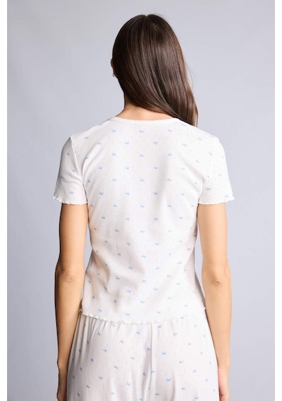 Defacto Desenli Pijama Üstü G4624ax26smer98 Ekru-er98