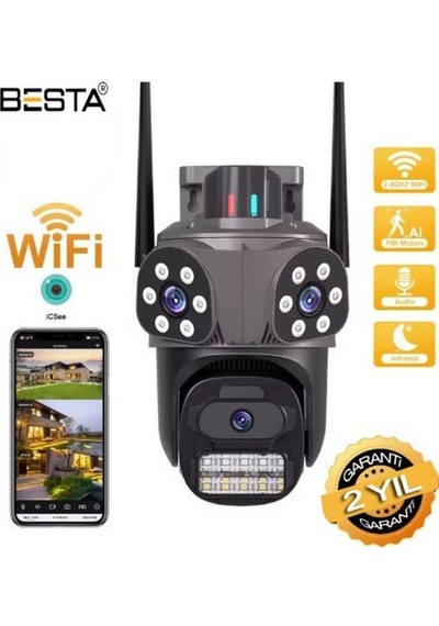 Dış Mekan Üç Kameralı Gece Görüşlü Full Hd Ip Akıllı Güvenlik Kamerası Ptz Güvenlik Kamerası Bb-1735