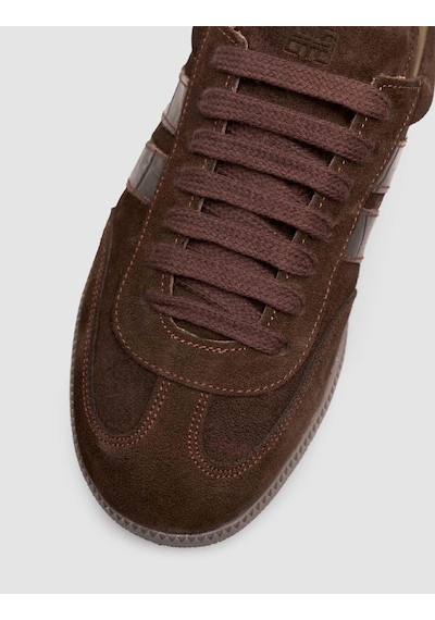 Hakiki Süet Deri Kahverengi Kadın Sneaker Ayakkabı Kahverengi Süet